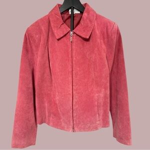 100% Suede Vintage Chic Pink Zip Up Jacket by C&E. EUC. Size L.